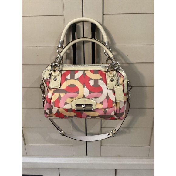 COACH KRISTIN CHAIN LINK PRINT DOUBLE ZIP SATCHEL Bag F22744 Handbag Purse COA - Picture 7 of 9